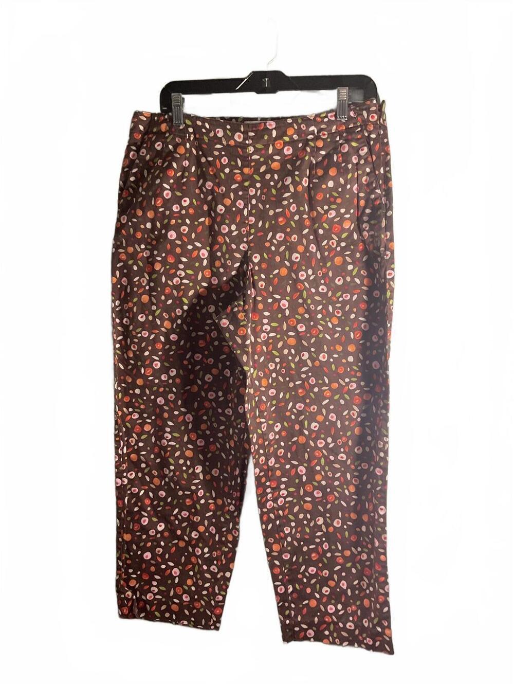 Vintage Talbots Brown Ditsy Floral Print Cropped Pants Size 14